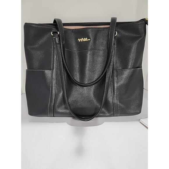 Laptop Tote Bag Faux Leather 15.6" Computer Travel Carry Attach NNEE Classic - Picture 2 of 11